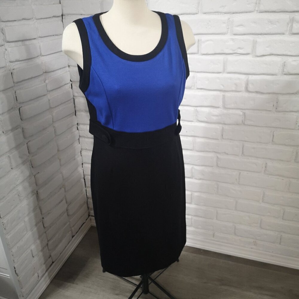 Jolie Ladies Black & Blue Colored Sleeveless Lined Back Zipper Midi Dress